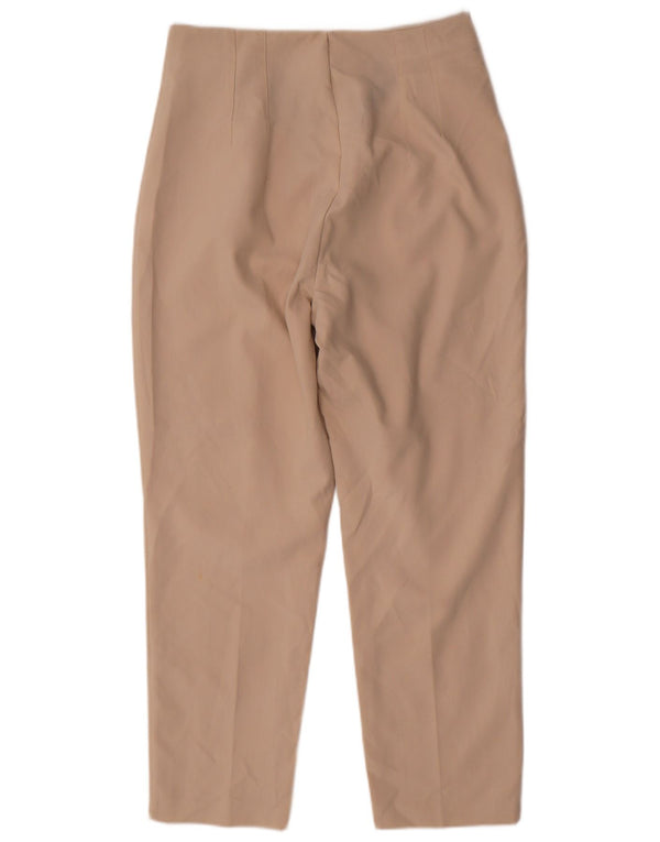 Zara Calça feminina de cintura alta cônica grande W30 L28 poliéster bege