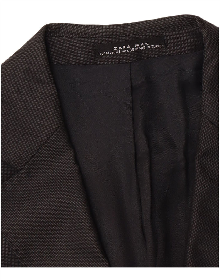 Jaqueta blazer masculina Zara com 2 botões EU 48 médio preto