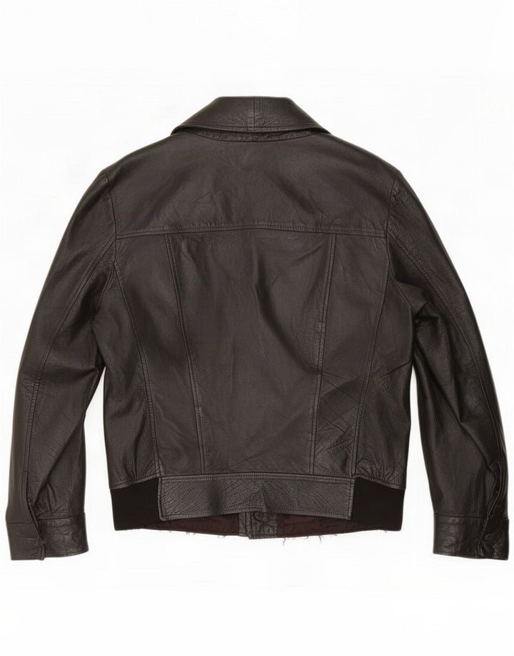 Jaqueta de couro masculina vintage Reino Unido 38 preto médio