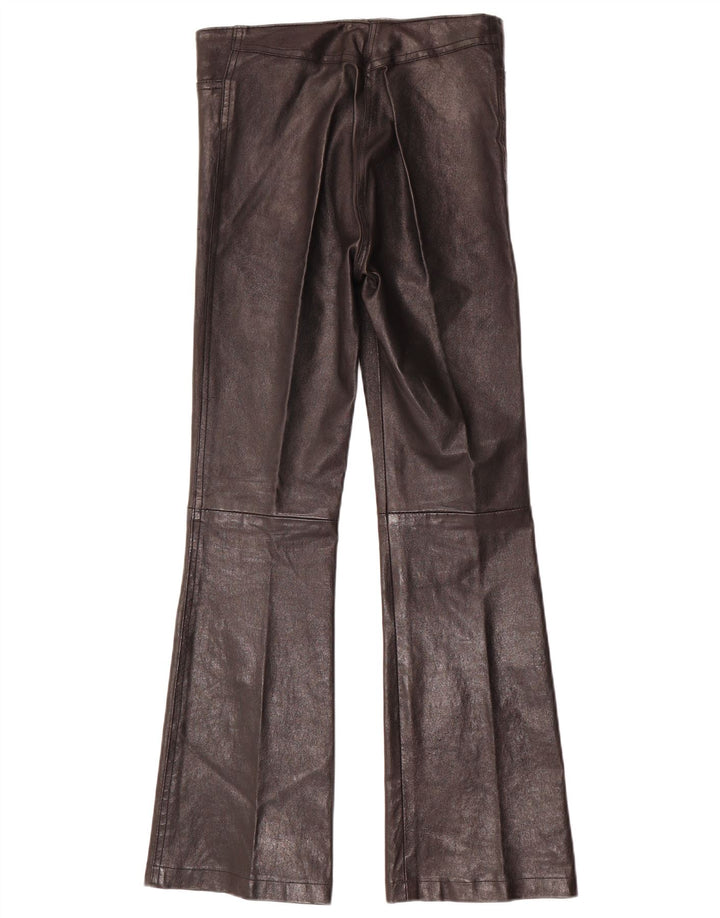Calça feminina vintage de couro flare W28 L30 preta
