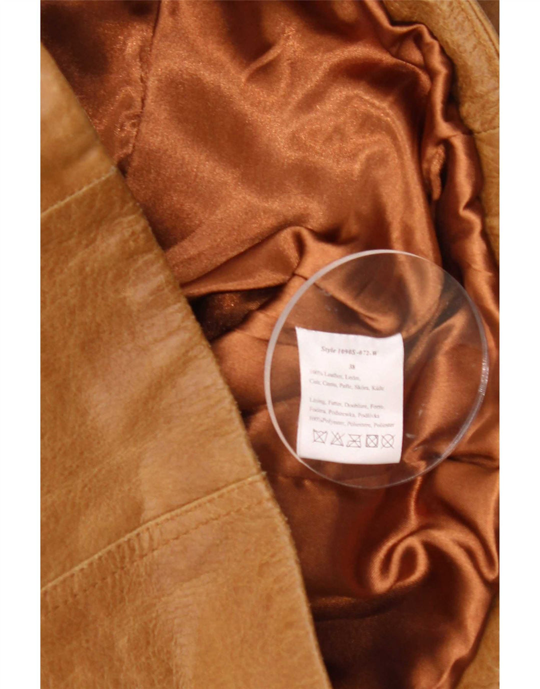 Jaqueta Blazer Feminina Blend de Couro com 3 Botões EU 38 Marrom Médio