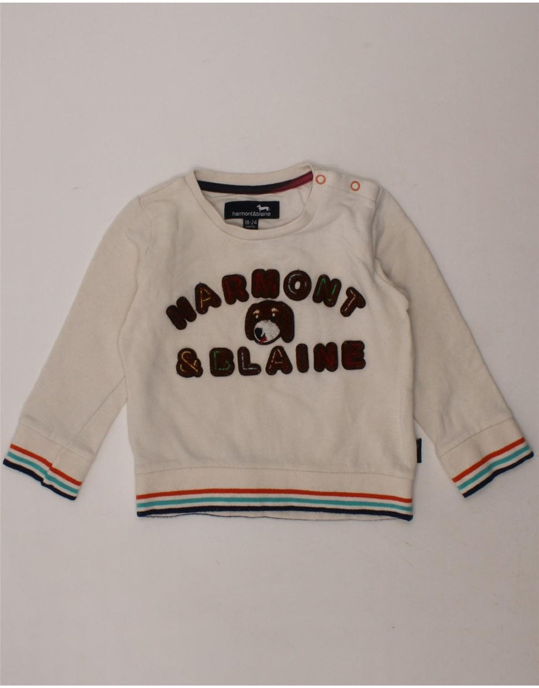 HARMONT & BLAINE Baby Boys Graphic Sweatshirt Jumper 18-24 Months White Vintage Harmont & Blaine and Second-Hand Harmont & Blaine from Messina Hembry 