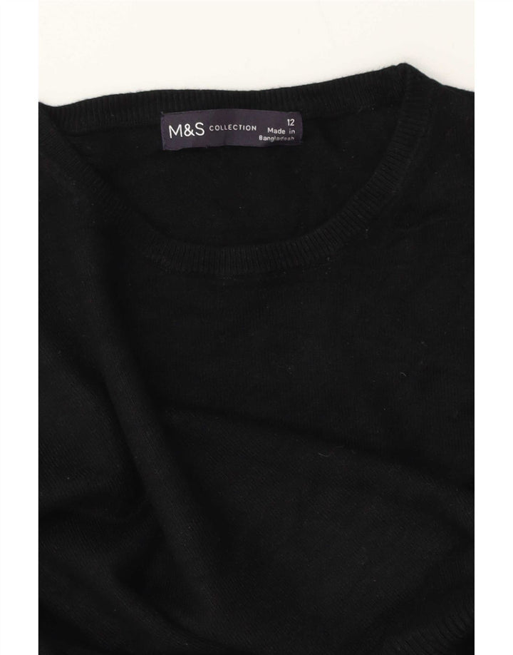 Suéter feminino Marks & Spencer com gola redonda Reino Unido 12 médio preto