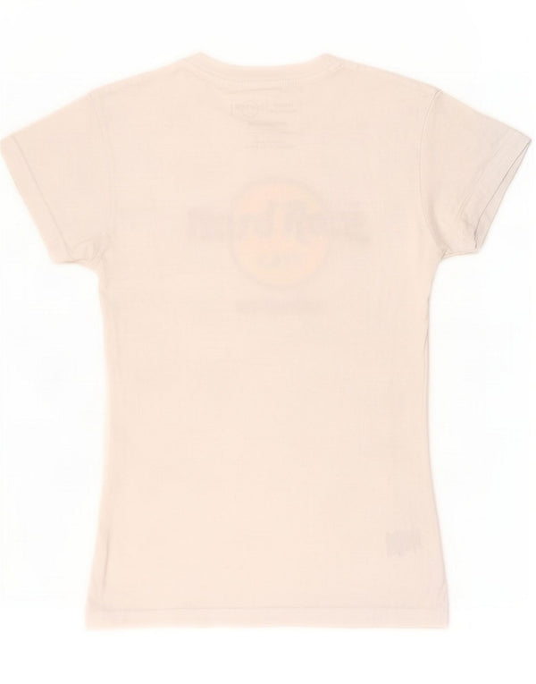 Hard Rock Cafe Womens Barcelona Graphic T-Shirt Top UK 10 Small White