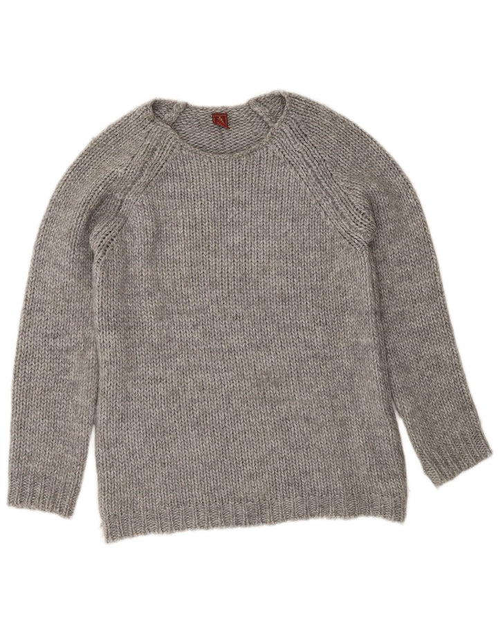 Suéter feminino Dondup com gola canoa Reino Unido 14 lã cinza médio