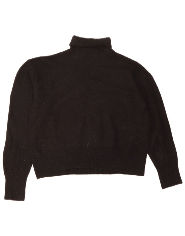 Zara Suéter feminino cropped com gola redonda Reino Unido 14 médio preto