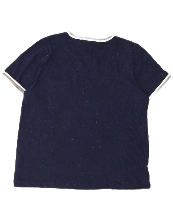 J. Crew Camiseta feminina Top UK 16 grande algodão manchado azul marinho