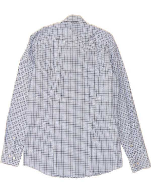 Camisa masculina slim fit HUGO BOSS tamanho 39 15 1/2 algodão xadrez azul médio
