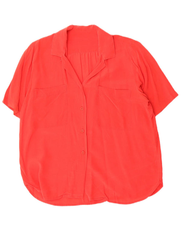 Blusa feminina vintage de manga curta UK 16 grande vermelha