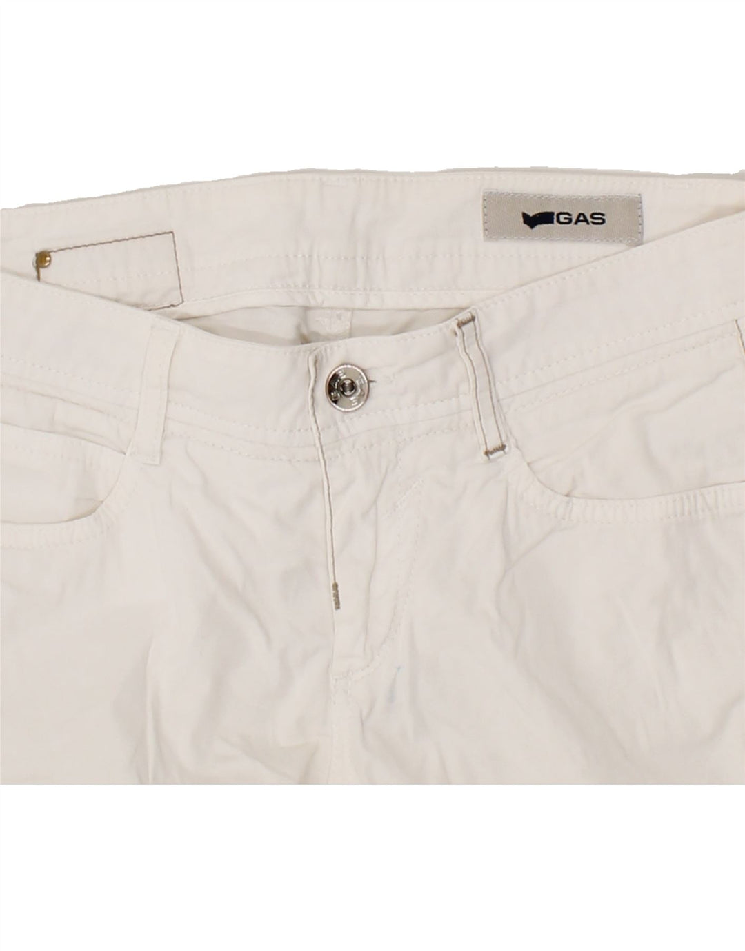 GAS Womens Slim Casual Trousers W29 L28  White Cotton Vintage Gas and Second-Hand Gas from Messina Hembry 