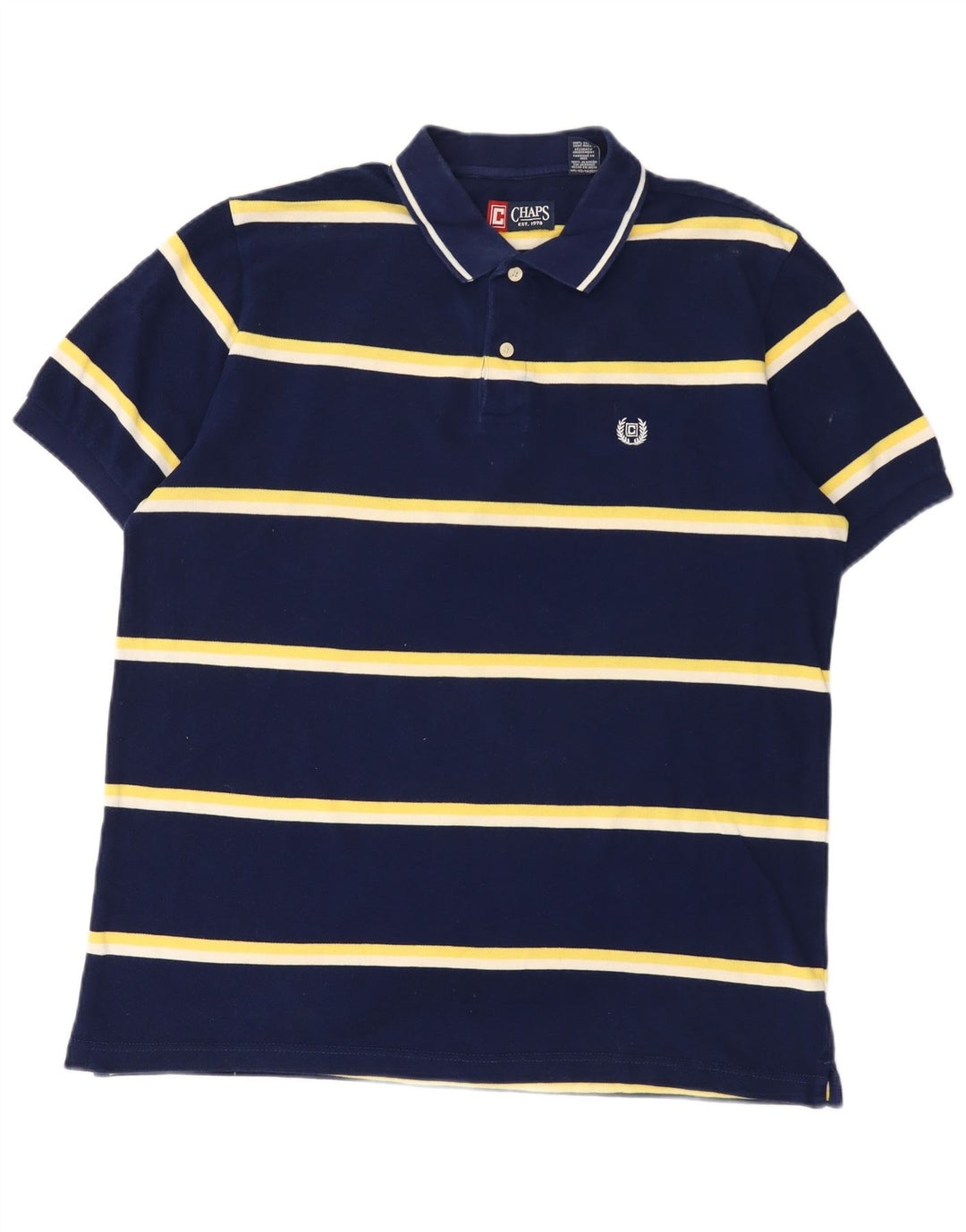 Camisa polo masculina Chaps grande algodão listrado azul marinho