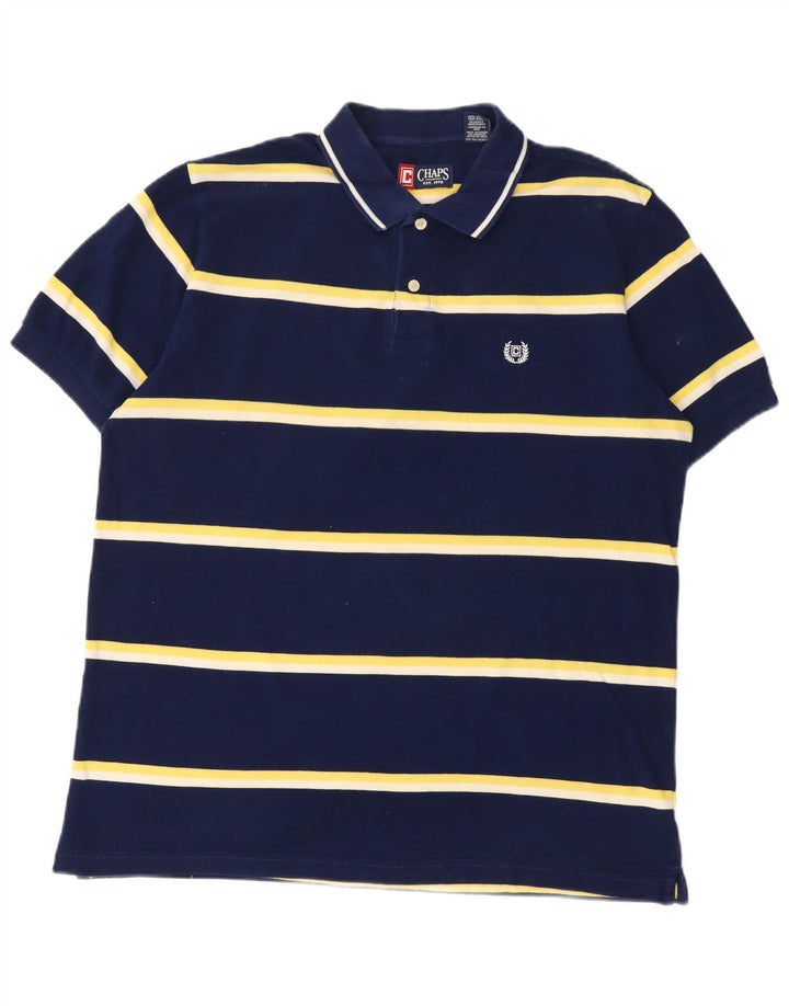 Camisa polo masculina Chaps grande algodão listrado azul marinho