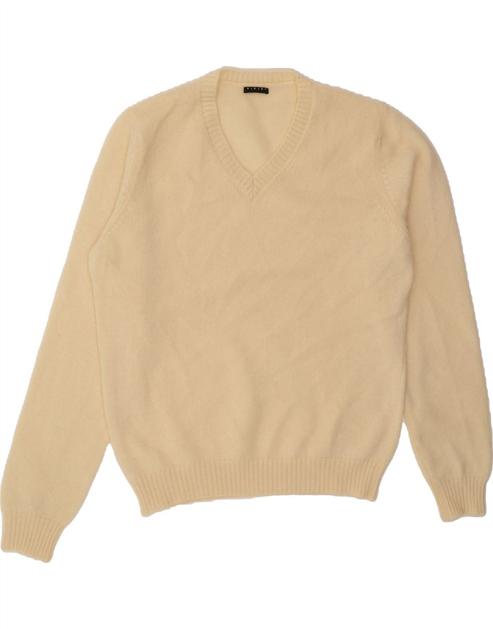 SISLEY Womens V-Neck Jumper Sweater UK 18 XL Beige Vintage Sisley and Second-Hand Sisley from Messina Hembry 