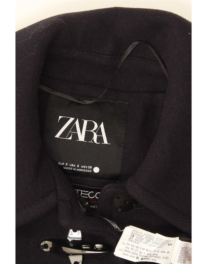 Sobretudo feminino Zara Oversized UK 10 pequeno lã azul marinho