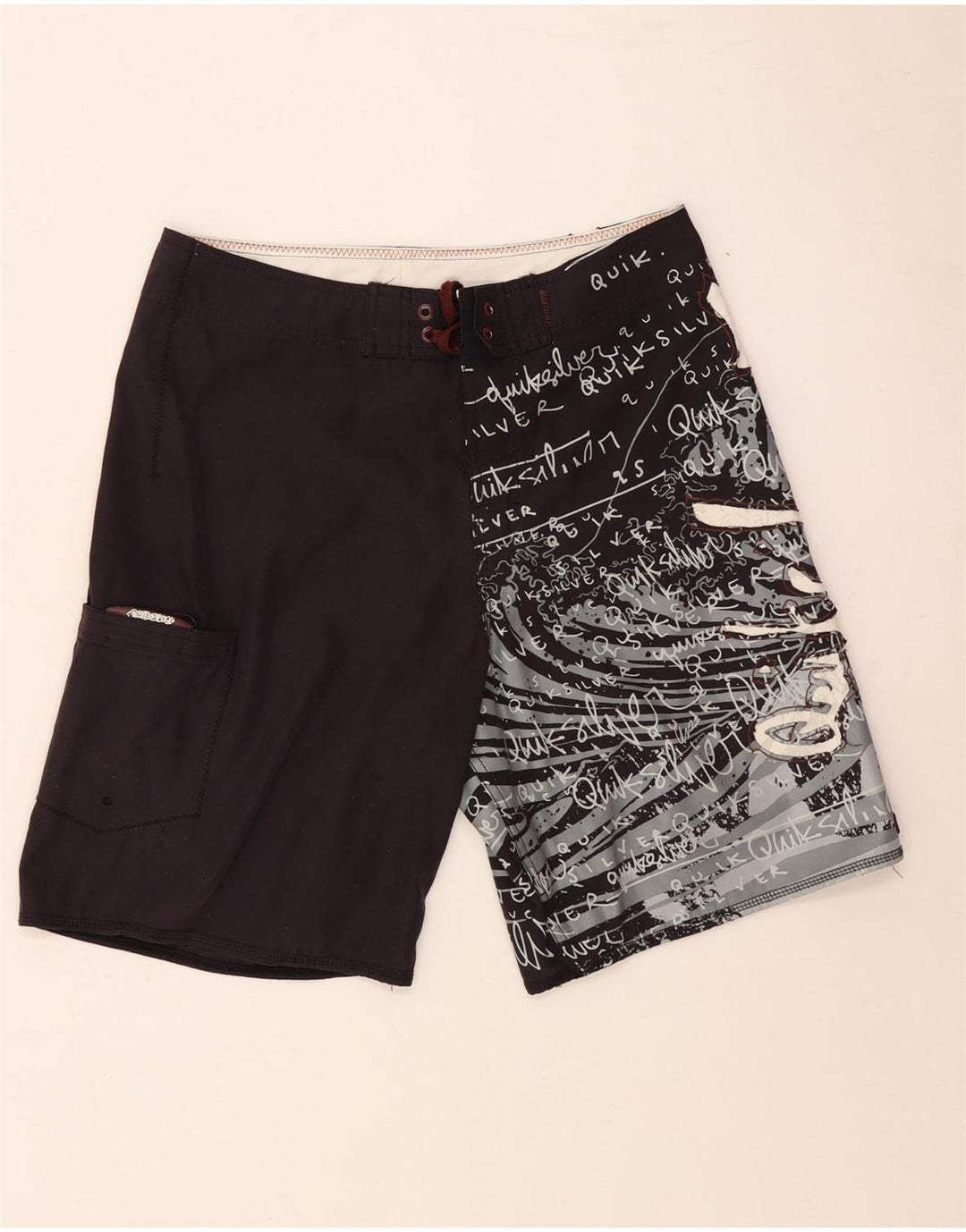 Shorts de natação masculino gráfico QUIKSILVER pequeno poliéster preto