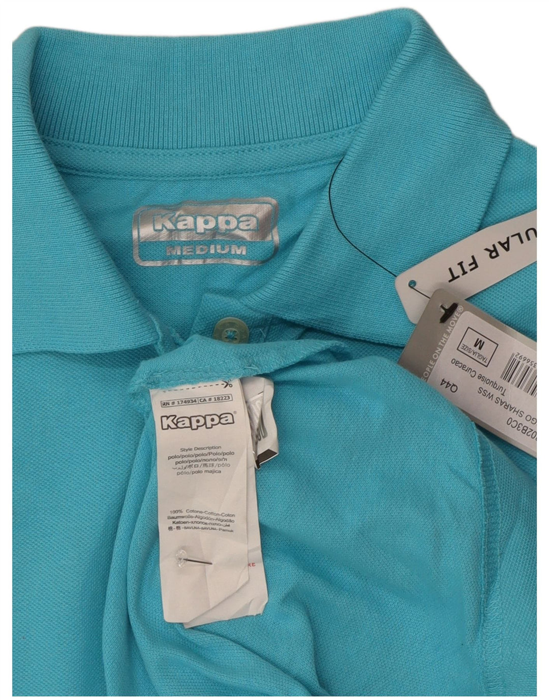 Camisa polo feminina Kappa Regular Fit UK 14 algodão azul médio