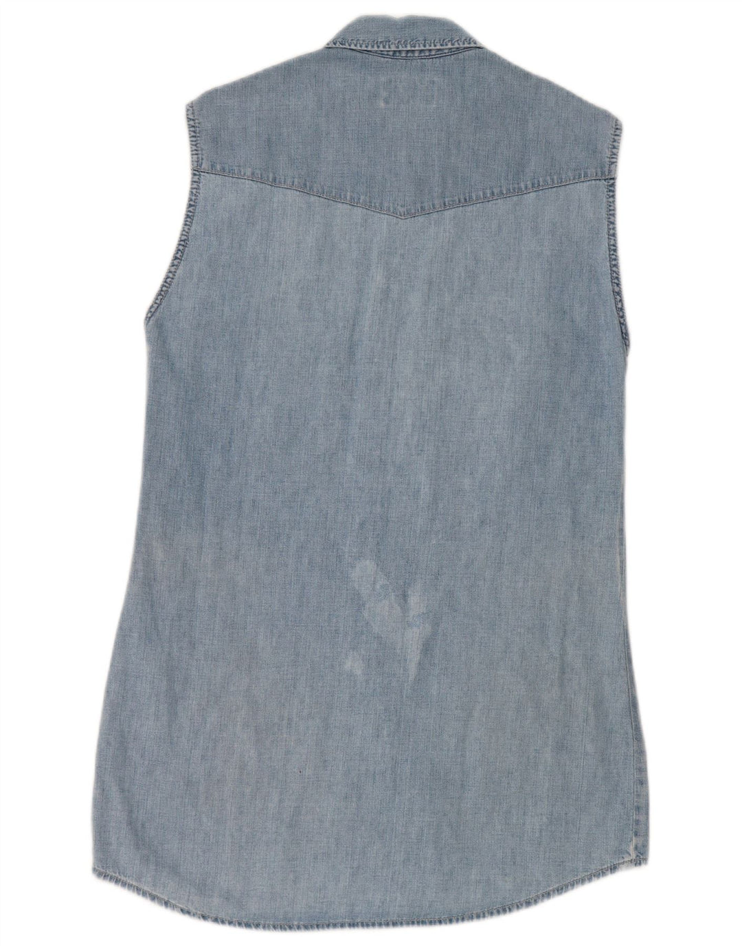 Vestido jeans feminino sem mangas Mustang UK 14 azul médio