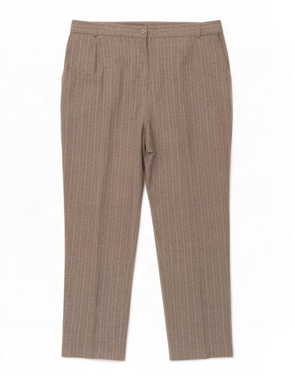 Calça casual feminina Marks & Spencer UK 18 XL W40 L19 listrada cinza