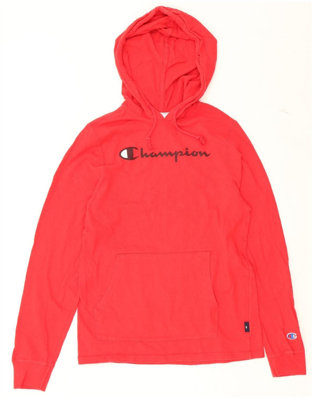 CHAMPION Mens Graphic Hoodie Jumper Small Red Cotton Vintage Champion and Second-Hand Champion from Messina Hembry 