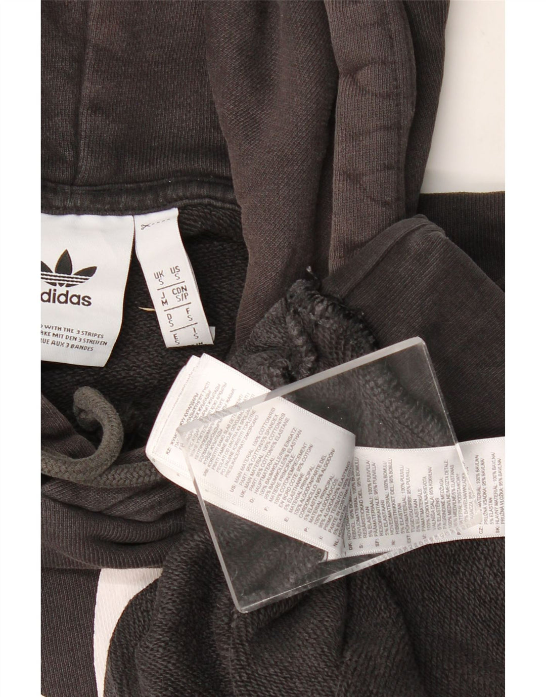 ADIDAS Mens Graphic Hoodie Jumper Pequeno Algodão Preto