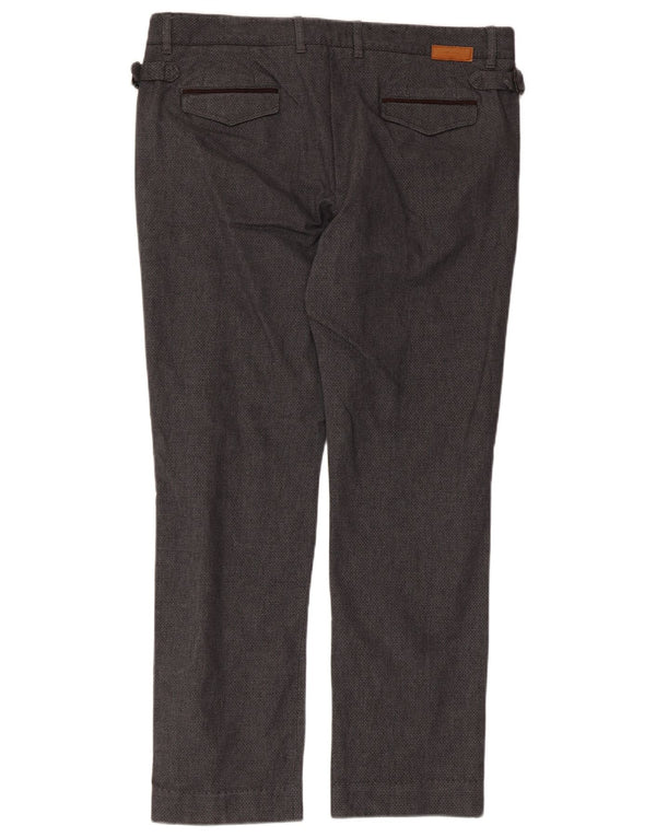 Zara Mens Straight Suit Calças EU 46 XL W36 L30 Cinza Manchado Viscose