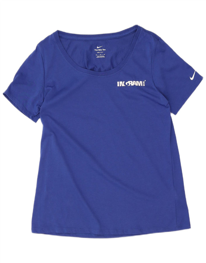 Camiseta feminina Nike Dri Fit Top UK 14 algodão azul médio