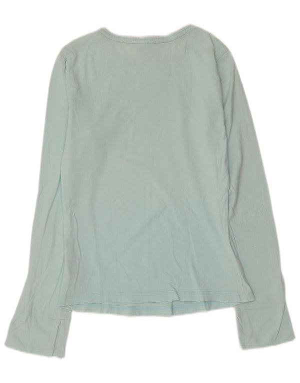 ADIDAS Womens Top Manga Longa UK 10 Pequeno Azul Algodão