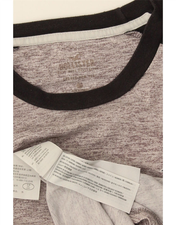 Top gráfico masculino Hollister manga comprida algodão colorblock cinza médio
