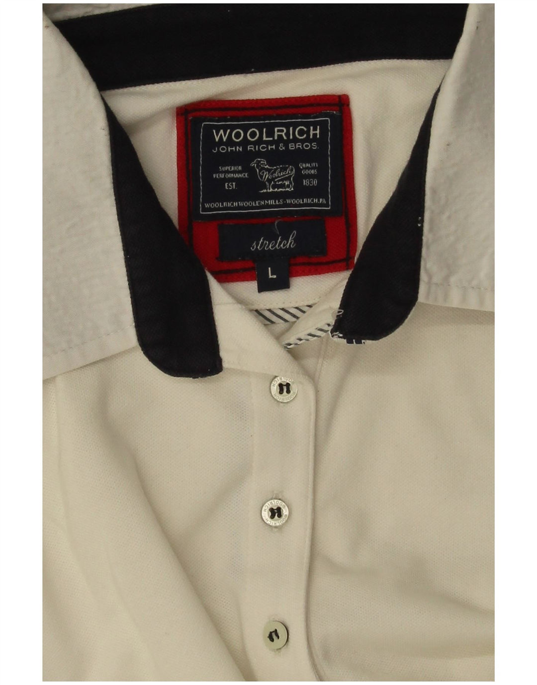 Camisa polo feminina Woolrich UK 14 grande branco