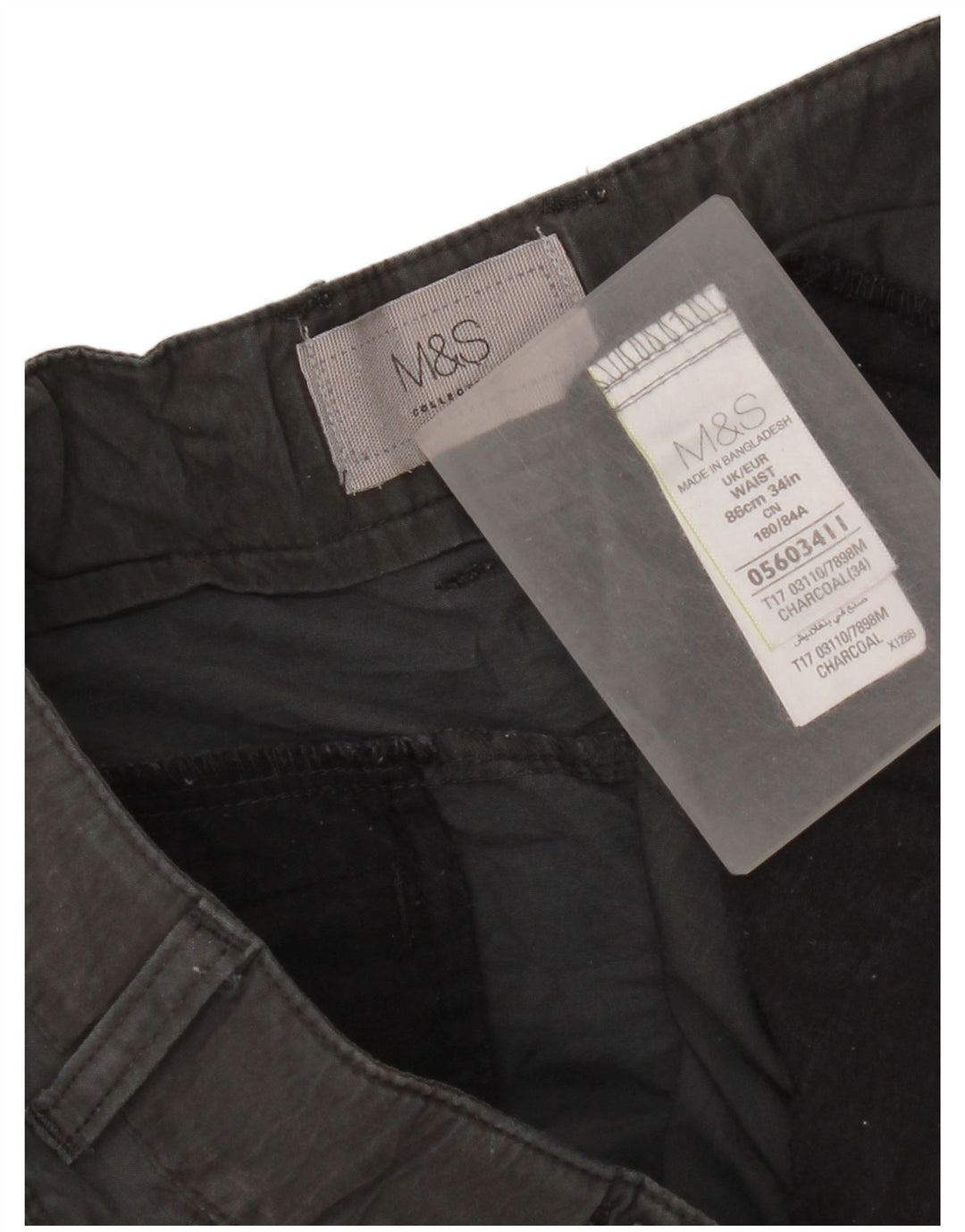Shorts cargo masculino Marks & Spencer W34 grande algodão cinza