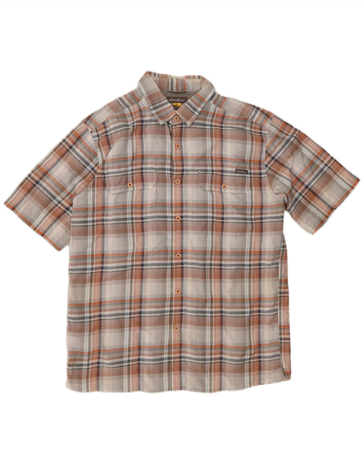 Camisa masculina de manga curta EDDIE BAUER poliéster xadrez multicolorido médio