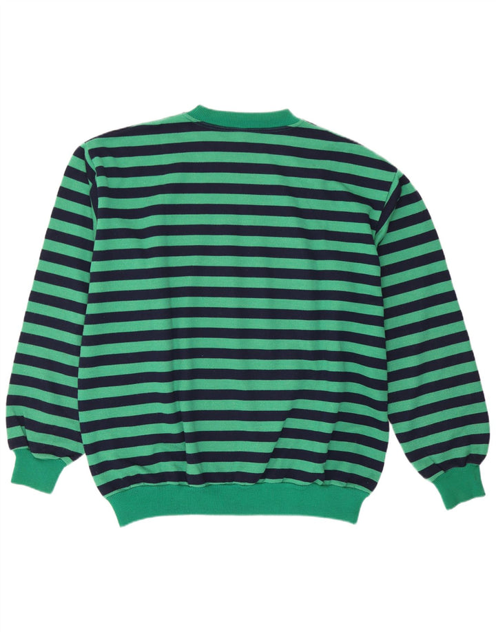 Moletom masculino vintage Jumper grande algodão listrado verde