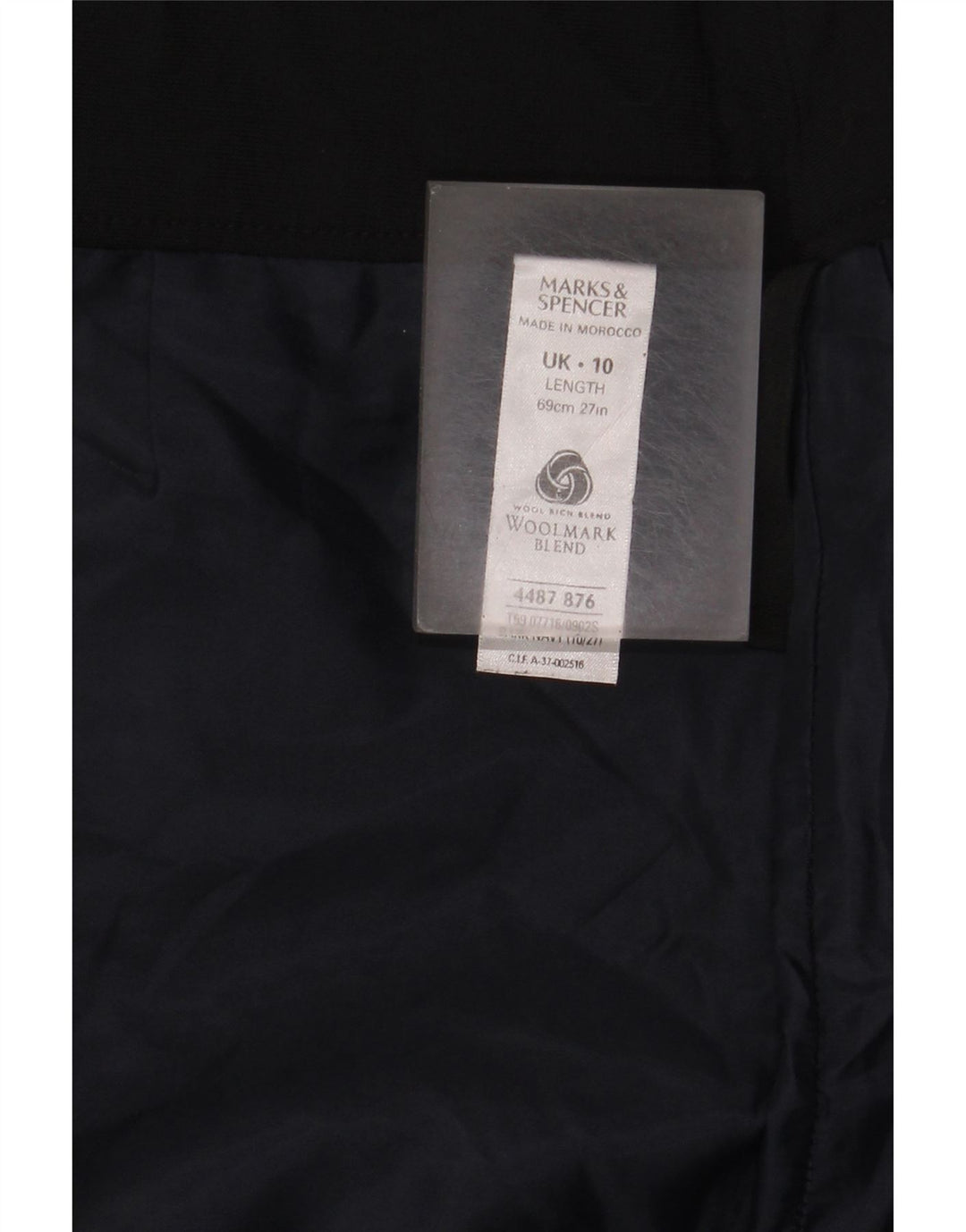 Saia lápis feminina Marks & Spencer Reino Unido 10 pequena W28 poliéster azul marinho