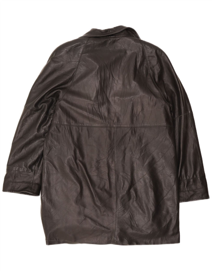 Casaco de couro feminino vintage UK 16 grande preto