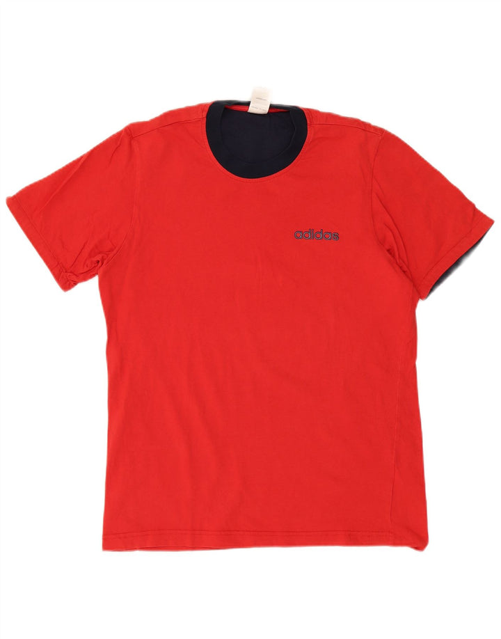 Adidas Mens Graphic T-Shirt Top Médio Algodão Vermelho