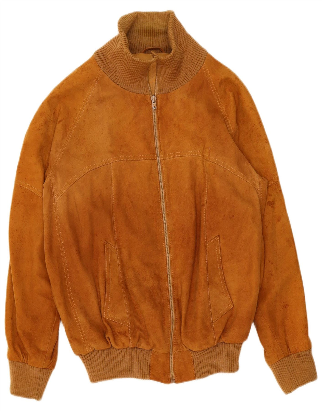 Jaqueta bomber masculina vintage de camurça IT 50 couro bege grande