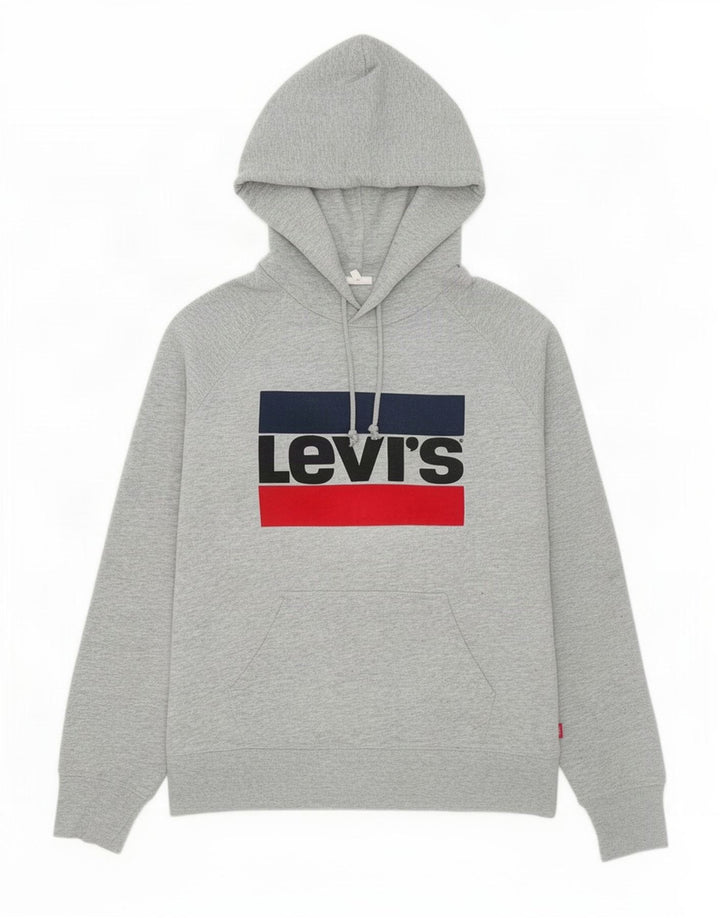 Suéter com capuz gráfico masculino Levi's pequeno algodão cinza