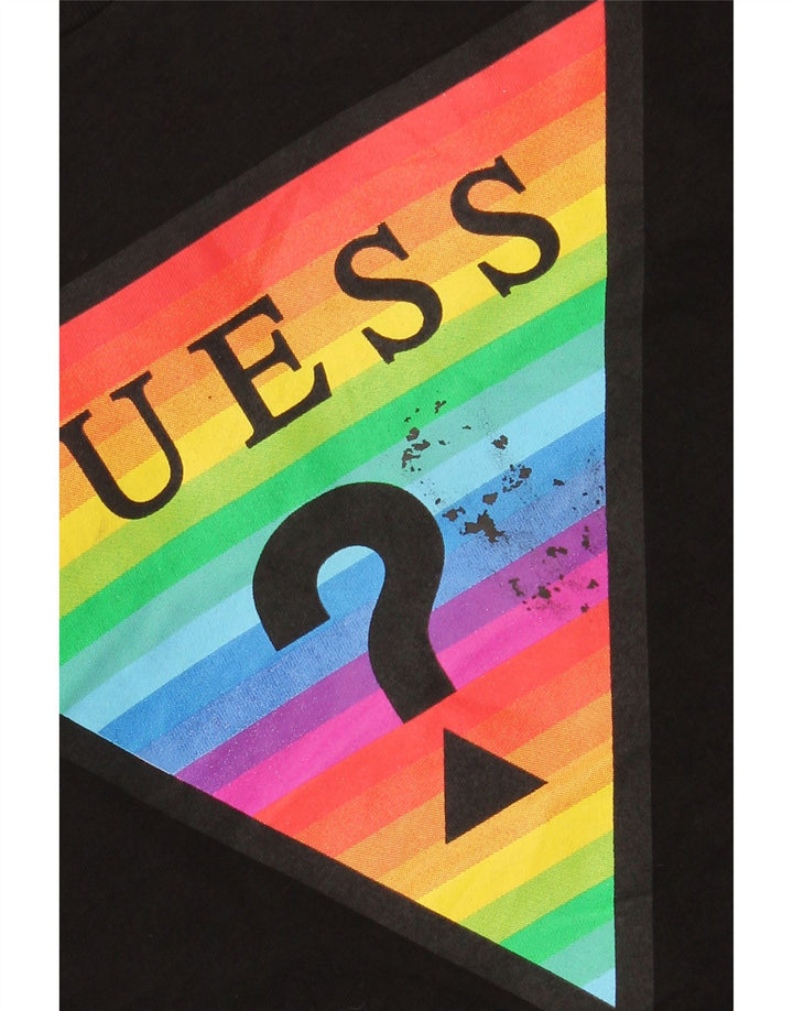 Guess Mens Colete Gráfico Top Grande Algodão Preto