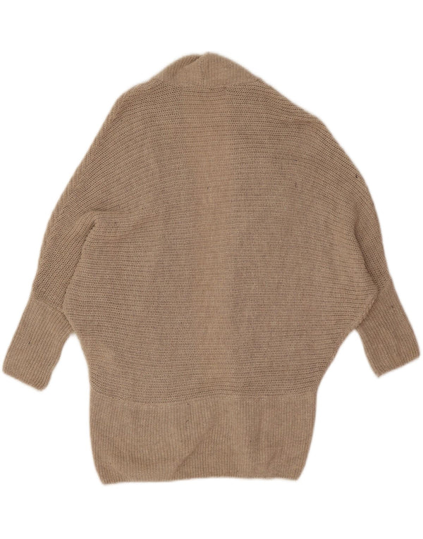 Suéter cardigã aberto Zara Batwing feminino Reino Unido 10 algodão bege pequeno