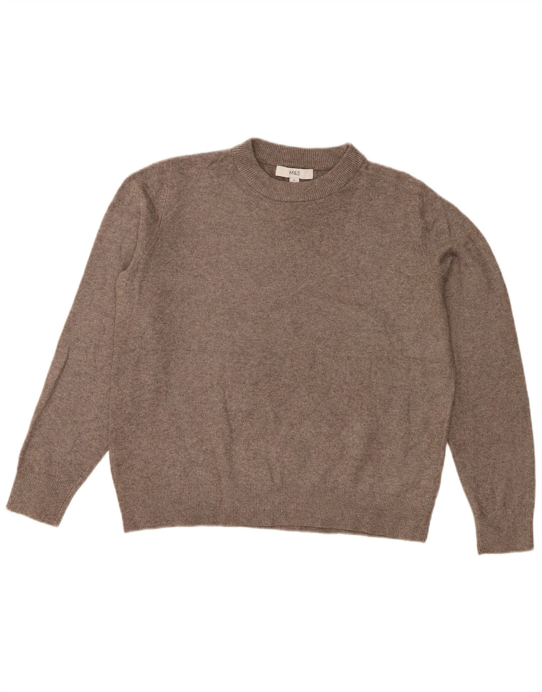 Suéter feminino Marks & Spencer com gola redonda Reino Unido 14 poliéster cinza médio
