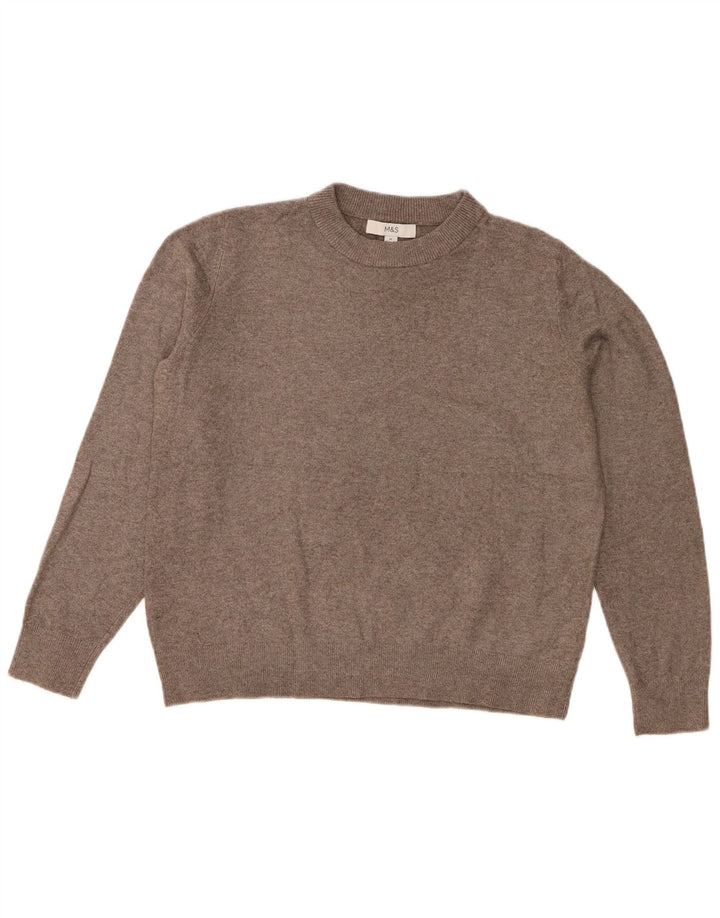 Suéter feminino Marks & Spencer com gola redonda Reino Unido 14 poliéster cinza médio