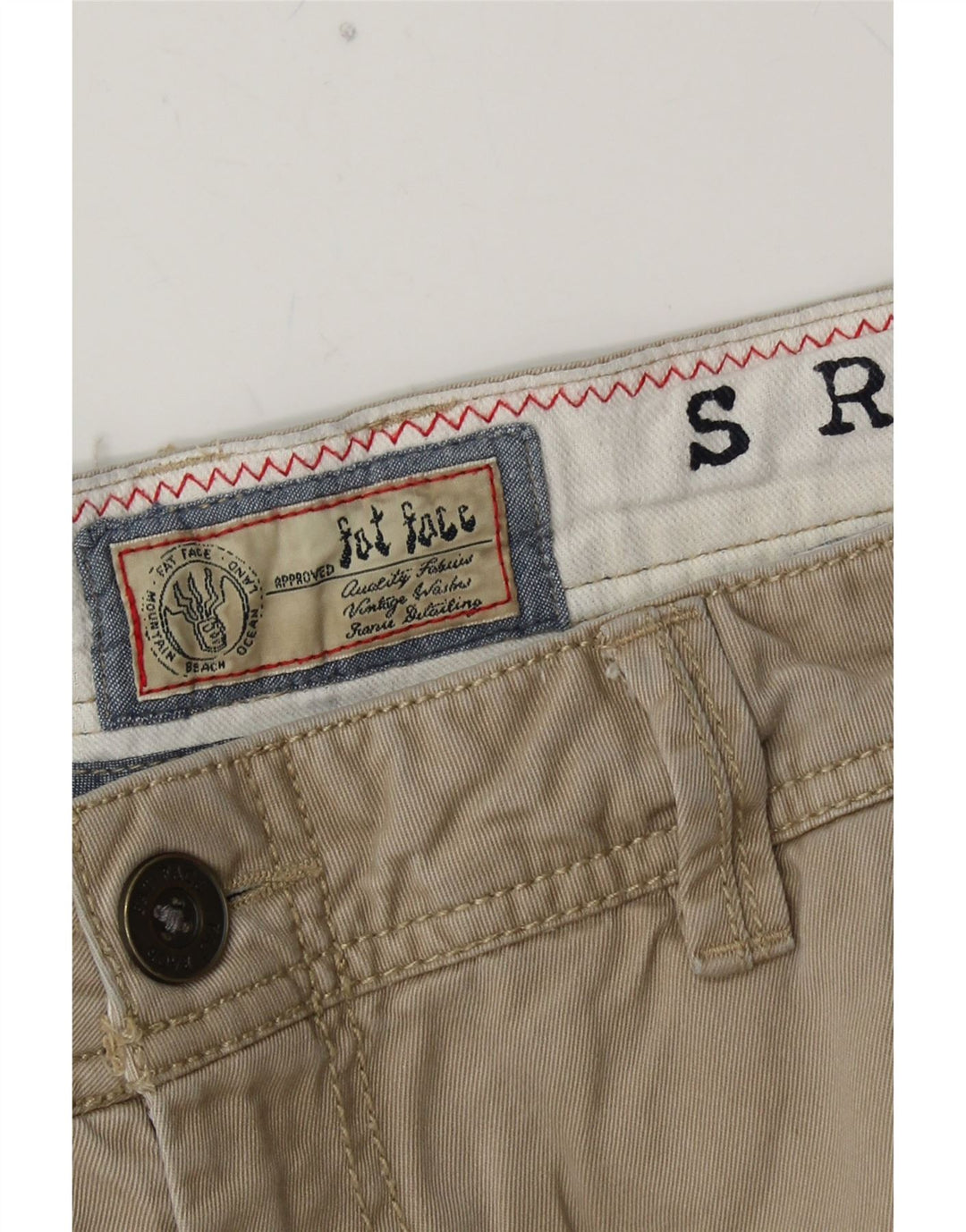 Calça chino reta masculina FAT FACE W34 L33 algodão bege