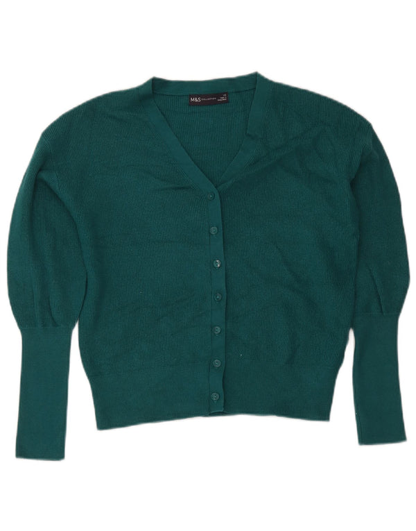 Suéter cardigã feminino Marks & Spencer de ajuste solto Reino Unido 6 XS verde viscose