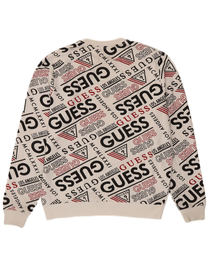 Guess moletom gráfico masculino jumper médio algodão branco