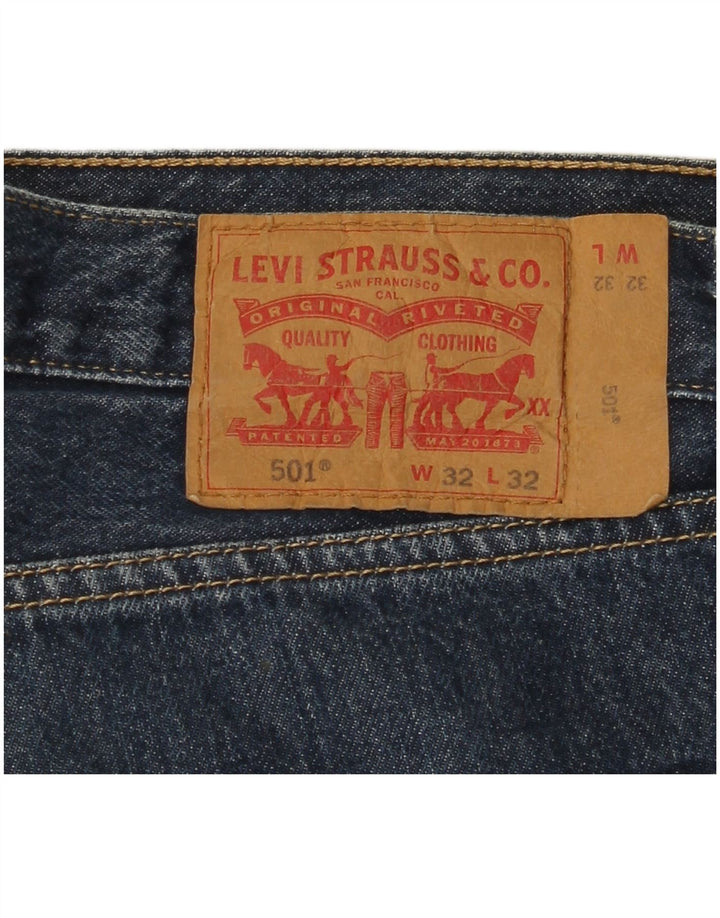 LEVI'S Masculino 501 Straight Jeans W32 L29 Azul Algodão