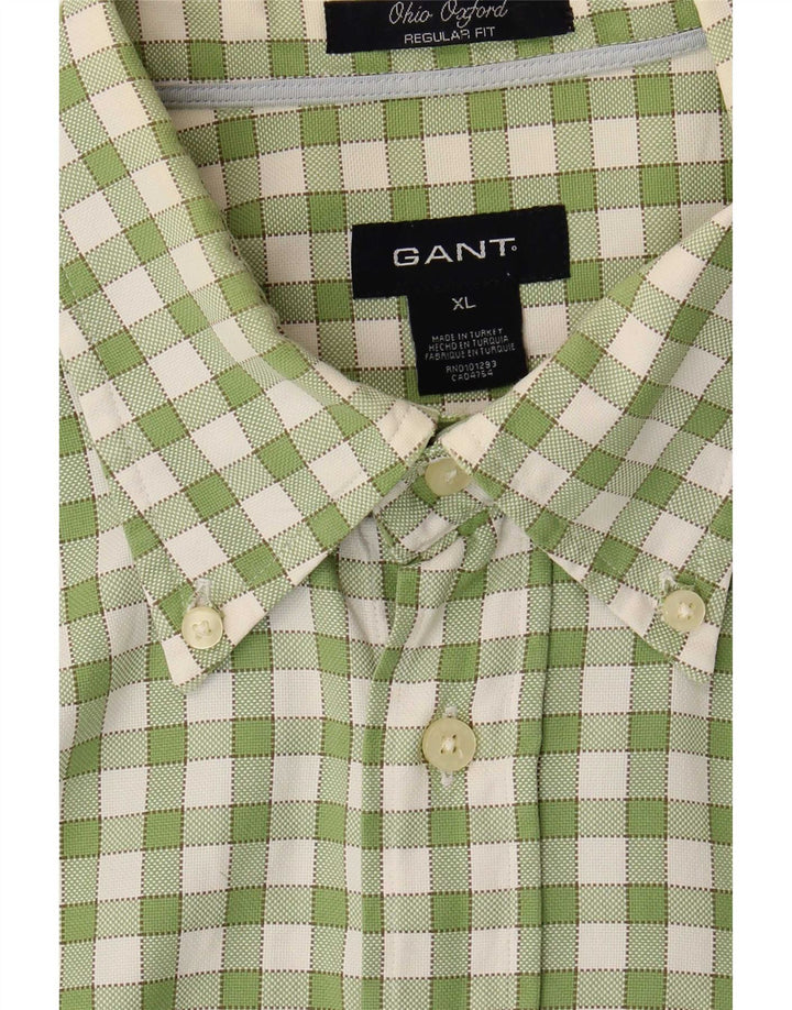 Gant Camisa masculina de ajuste regular XL verde algodão guingão