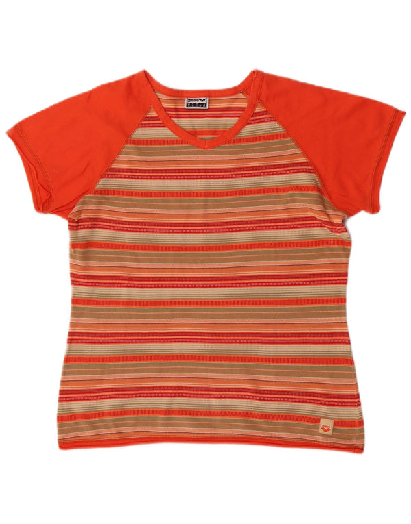 Camiseta feminina Arena UK 14 grande listrada laranja