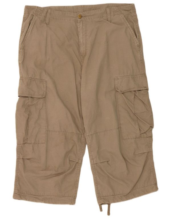 Calça Carhartt masculina Cargo Capri W36 L20 algodão bege