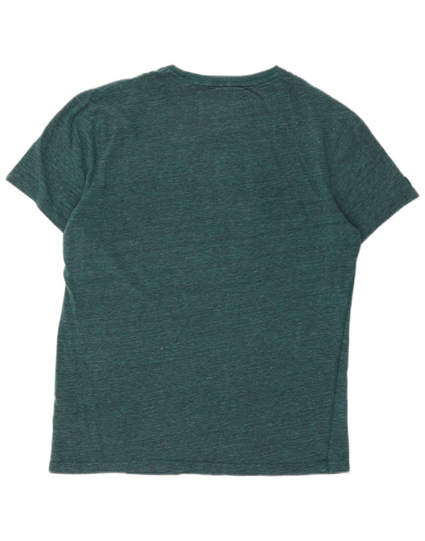 Camiseta gráfica masculina Superdry Top grande algodão manchado verde