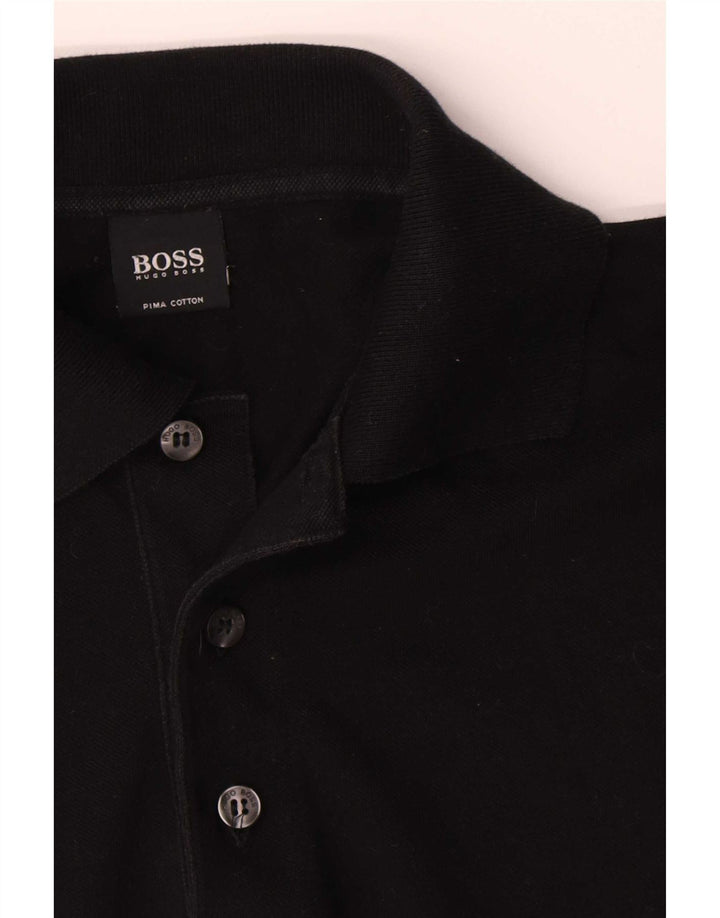 Camisa polo masculina Hugo Boss de algodão preto médio